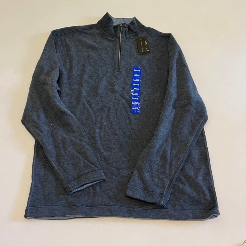 Age of Wisdom Reversible blue quarter zip sweater L